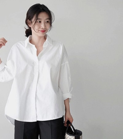 Loose Spring Korean-Style Cotton Instagram Shirt with Long Sleeves Loose Spring Korean-Style Cotton Instagram Shirt with Long Sleeves