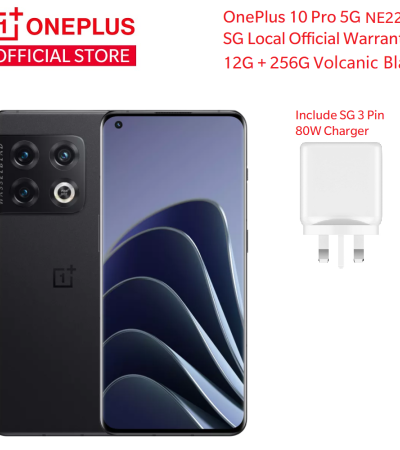 OnePlus 10 Pro 5G NE2213 SG本地套装|黑色12G+256G双卡| SG 3针80W充电器| Snapdragon 8 Gen 1移动平台| SG官方保修|原装氧气操作系统