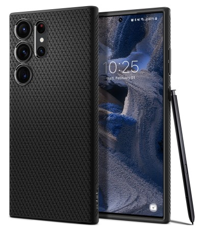 SPIGEN Galaxy S23系列[液态空气]钻石切割图案黑色TPU/三星Galaxy S23 Ultra手机壳/Galaxy S23 Plus手机壳/银河S23手机壳