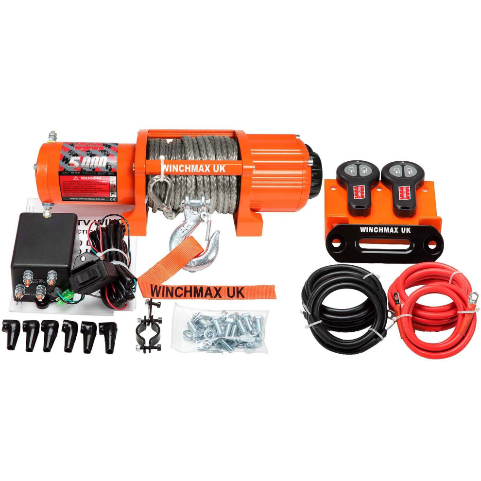 5,000lb 12V Winch. 15.5m x 5mm Dyneema Rope. 