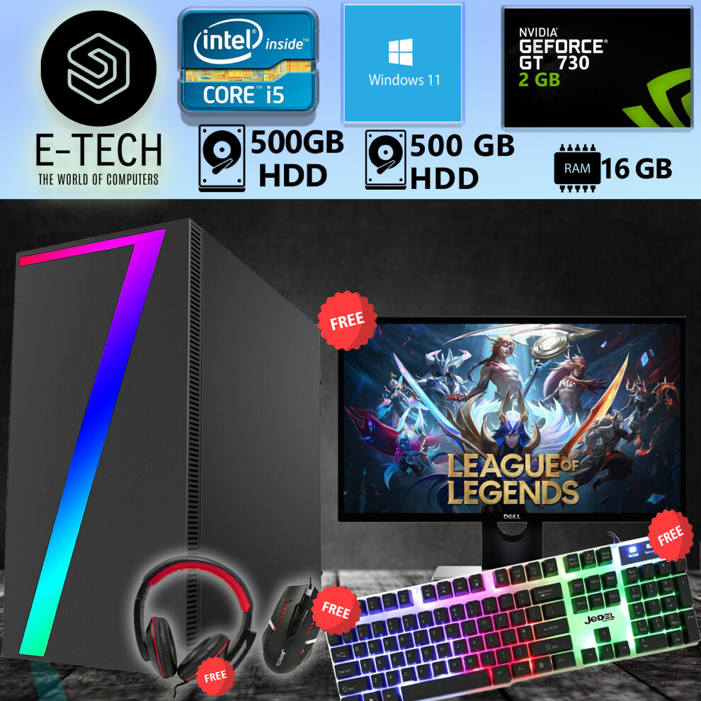 Refurbished Gaming PC Computer Intel Quad Core i5 1TB 8GB 2GB GT730 19